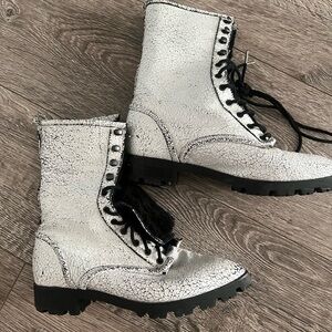 Luxury Rebel White Gretchen Combat Boots
